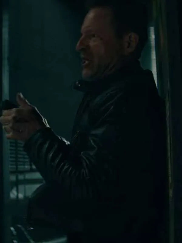 Aaron Eckhart The Bricklayer Black Leather Jacket