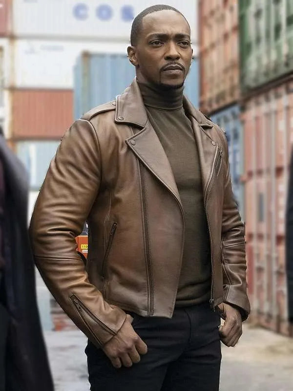 The Falcon and the Winter Soldier Anthony Mackie Brown Leather Jacket