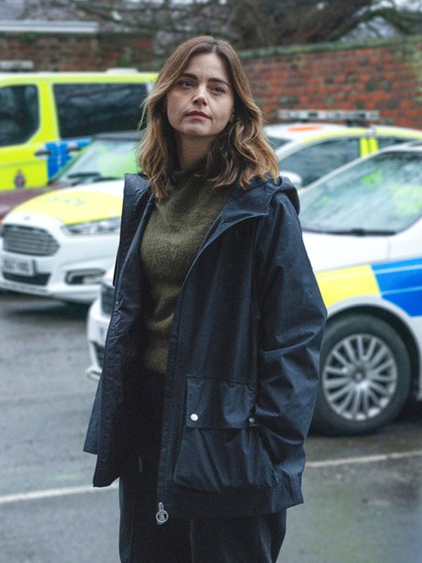 Jenna Coleman The Jetty 2024 Hooded Blue Jacket