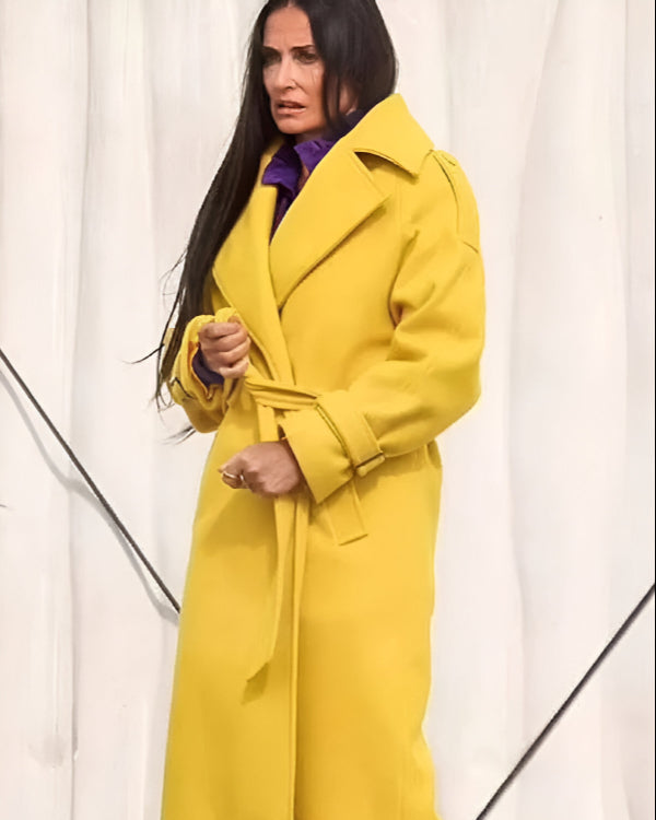 The Substance 2024 Demi Moore Yellow Coat