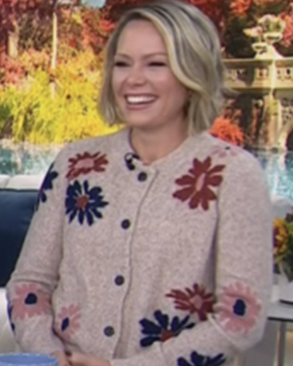 The Today Show 2024 Dylan Dreyer Brown Floral Cardigan