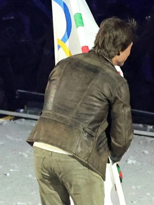 Tom Cruise 2024 Olympic Closing Ceremony Leather Jacket