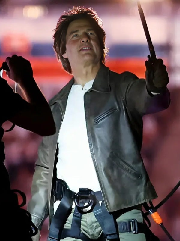 Tom Cruise 2024 Olympic Closing Ceremony Leather Jacket