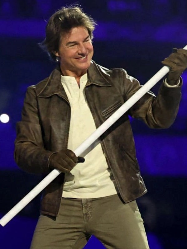 Tom Cruise 2024 Olympic Closing Ceremony Leather Jacket