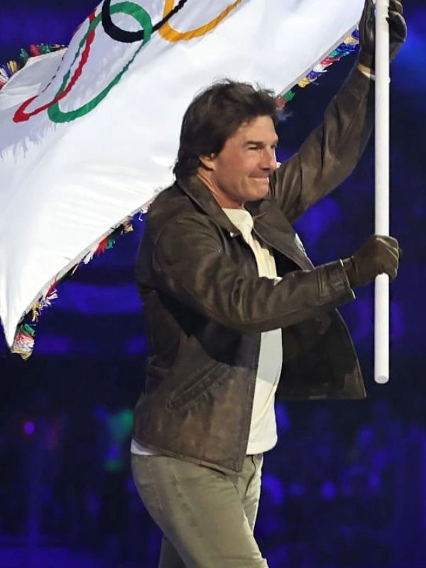 Tom Cruise 2024 Olympic Closing Ceremony Leather Jacket