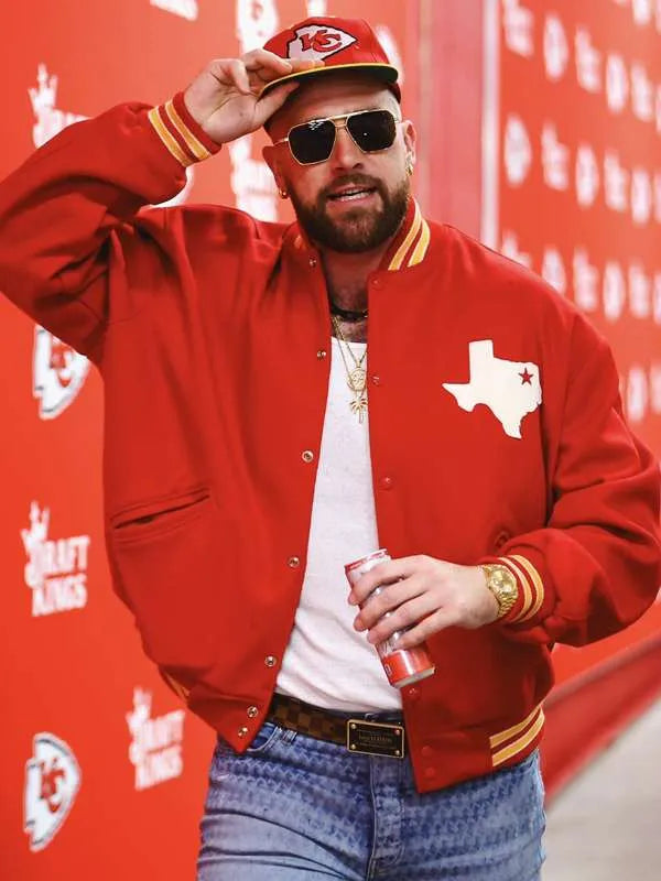 Travis Kelce Red varsity Jacket