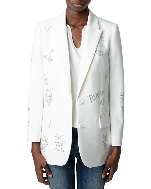 Elsbeth 2024 Ciara Renée White Embellished Blazer