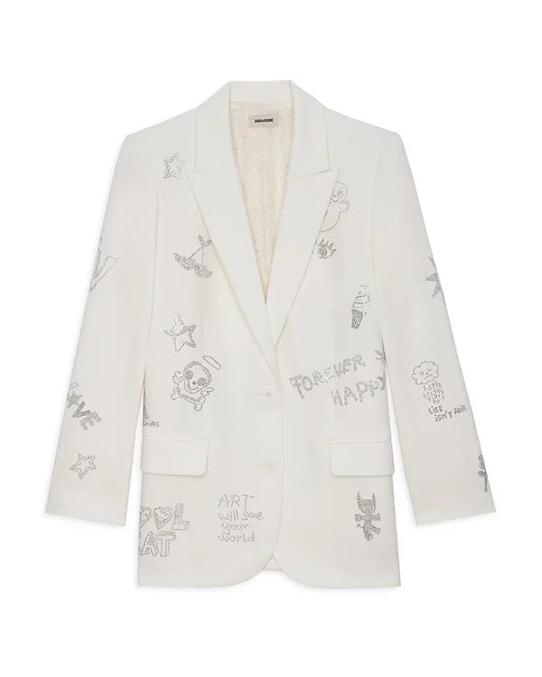 Elsbeth 2024 Ciara Renée White Embellished Blazer