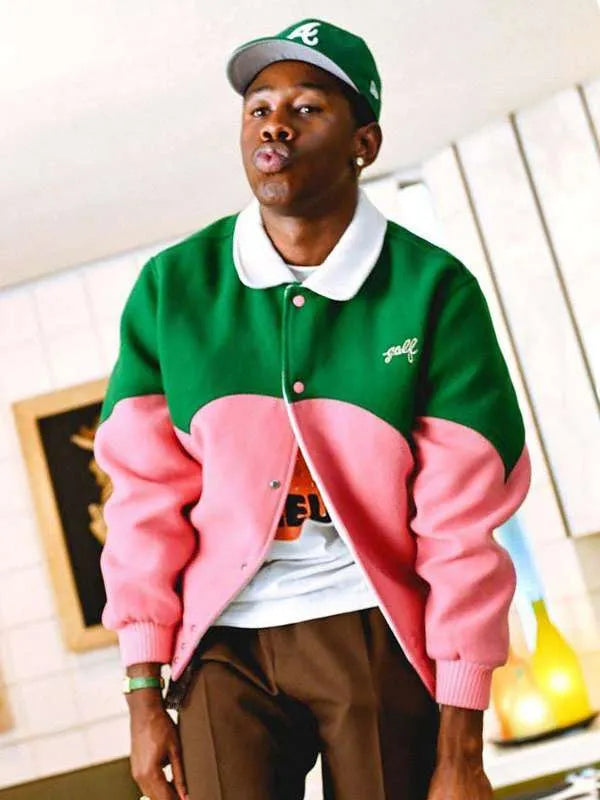 Tyler The Creator Green & Pink Golf Cowboy Varsity Jacket