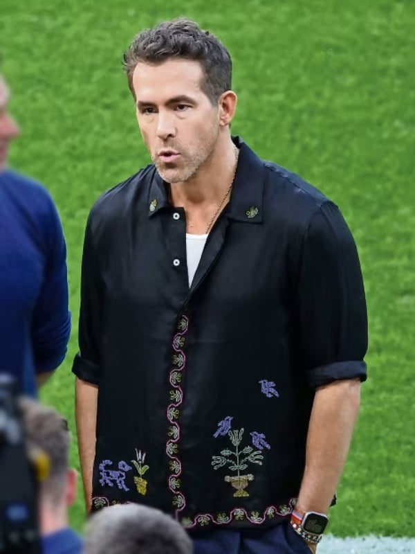 UEFA EURO 2024 Quarter Final Ryan Reynolds Black Embroidered Shirt