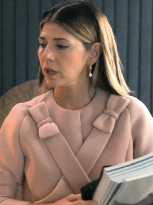 Upgraded 2024 Marisa Tomei Dusky Pink Bow Jacket