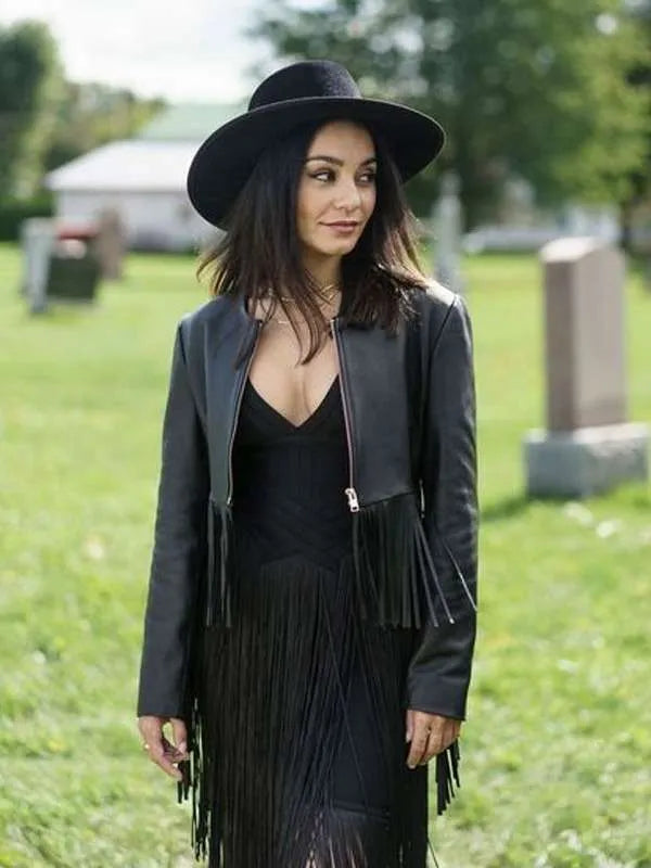 Vanessa Hudgens French Girl 2024 Black Leather Jacket