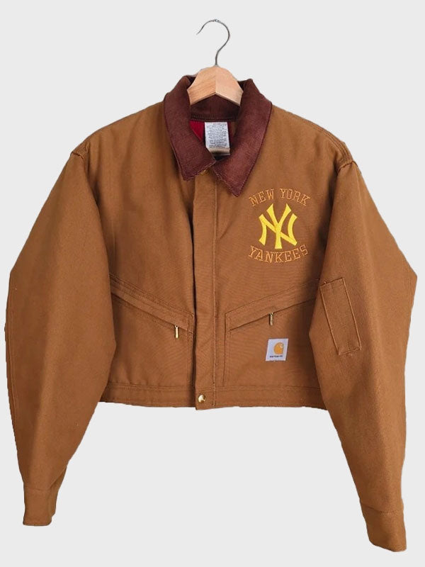 Vintage Carhartt X NY Yankees Brown Crop Jacket