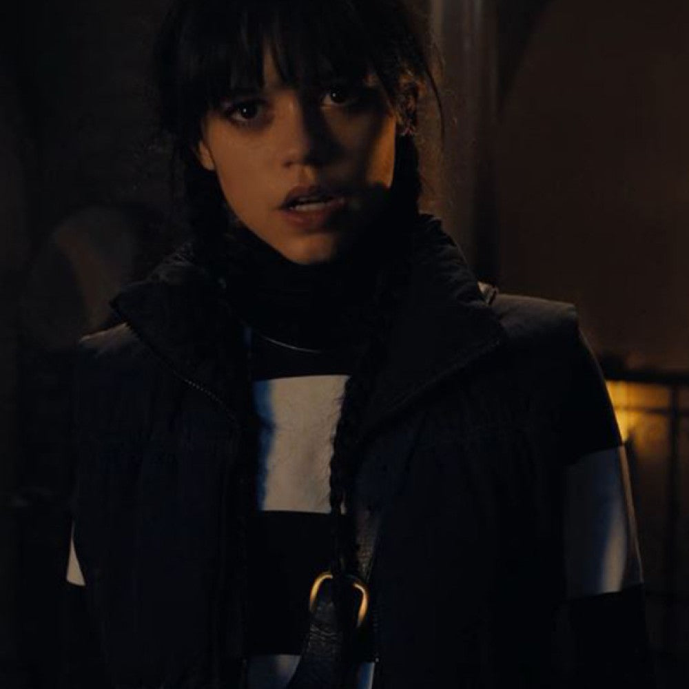 Wednesday 2022 Jenna Ortega Black Vest - PINESMAX