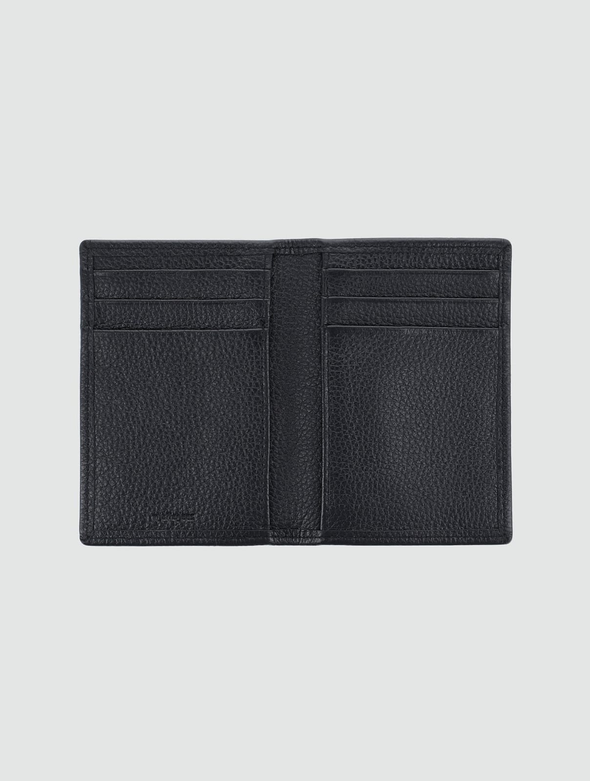 Black Leather Slim Bi-fold Card Holder Wallet