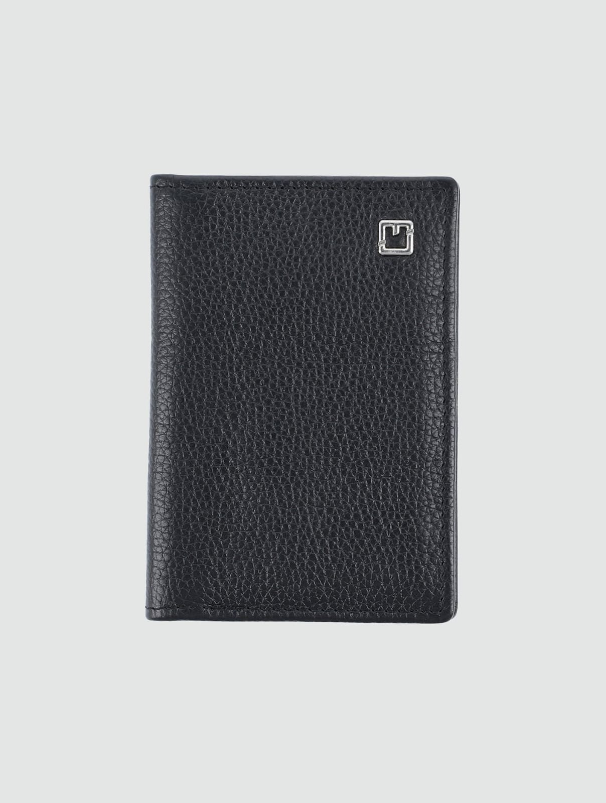 Black Leather Slim Bi-fold Card Holder Wallet