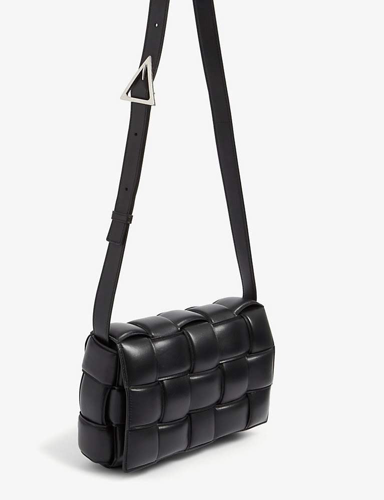 Cross-Body Black Leather Padded Bag
