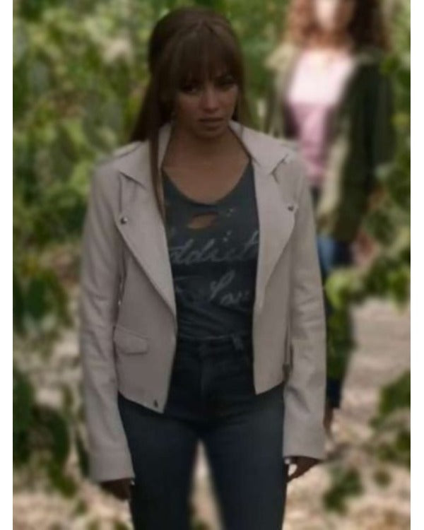 Wild Cards 2024 Vanessa Morgan White Leather Jacket