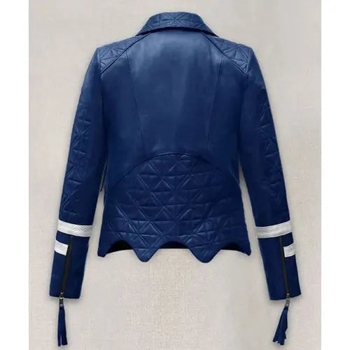 Women’s Biker Blue Leather Jacket