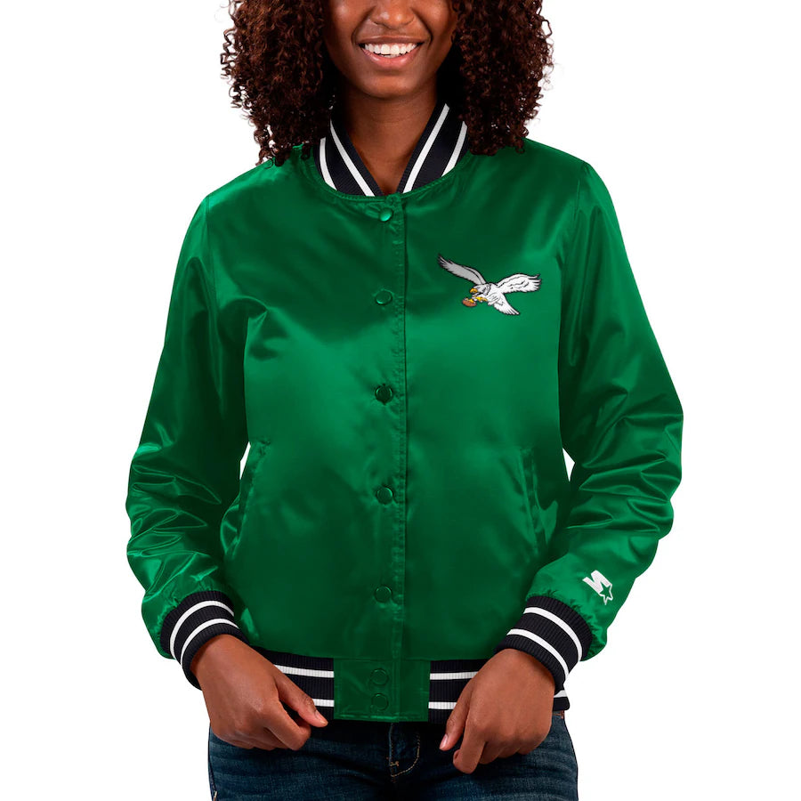 Women’s Starter Kelly Green Philadelphia Eagles Varsity Jacket