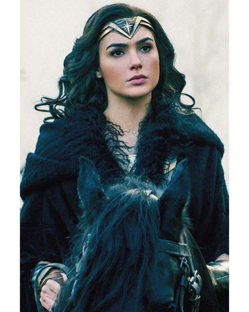 Wonder Woman Gal Gadot Long Fur Coat - PINESMAX