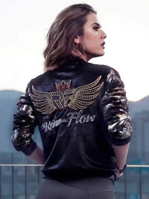 Yeimi Montoya The Queen of Flow Black Bomber Jacket