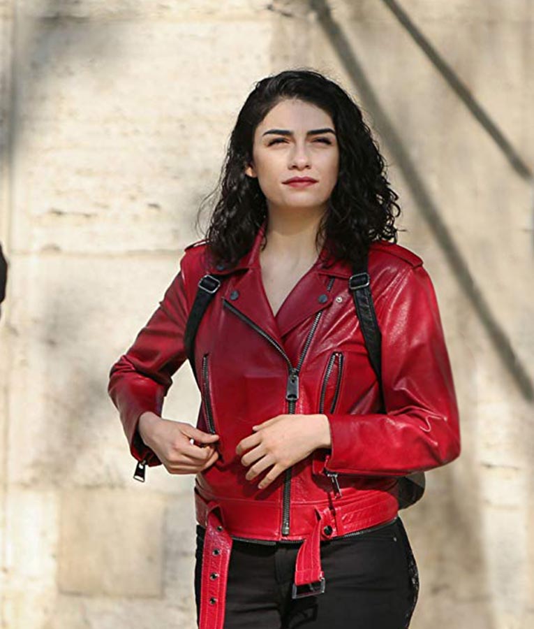 The Protector Zeynep Red Leather Jacket