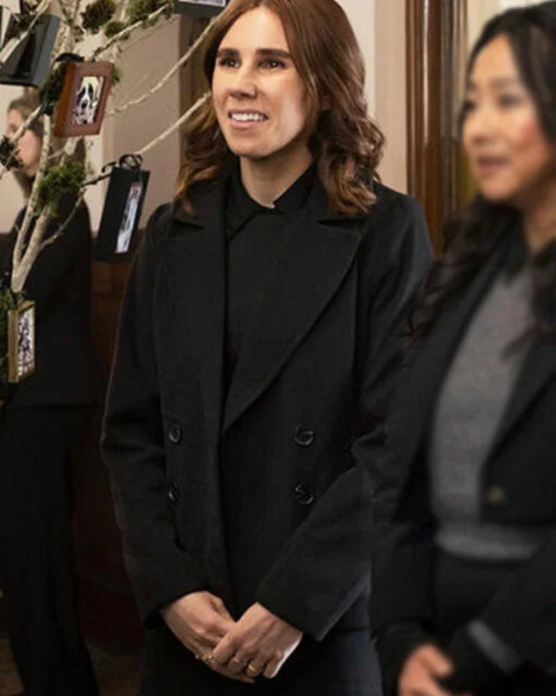 Zosia Mamet Laid Wool Black Peacoat