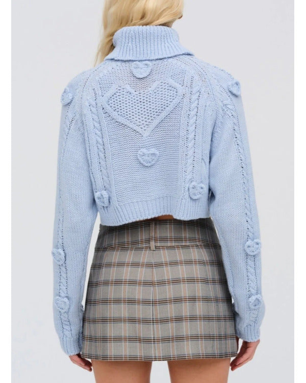 The Social 2024 Blue Heart Cut Out Sweater