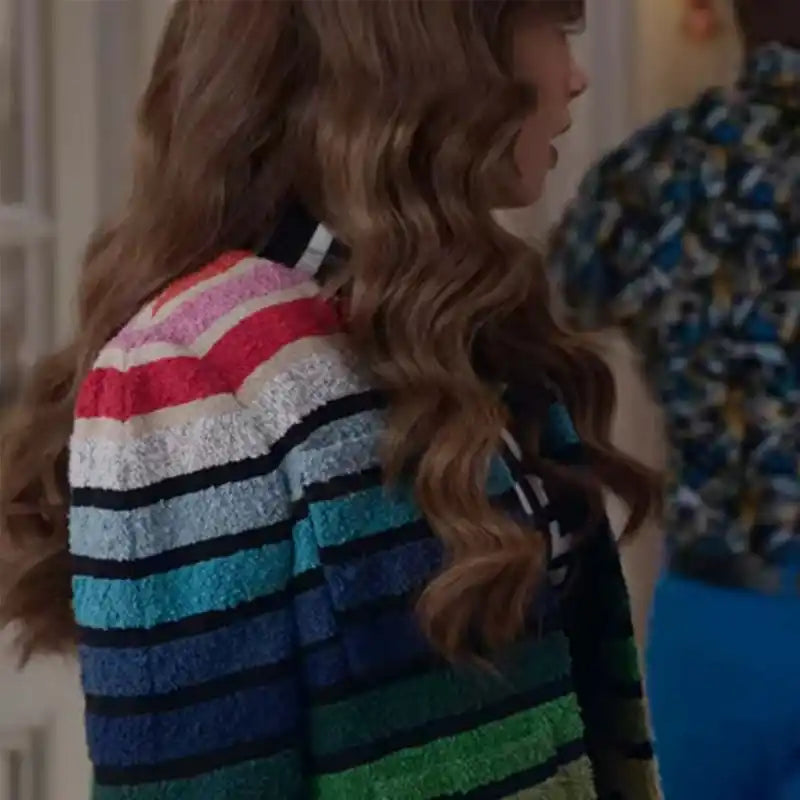 Lily Collins Emily in Paris Season 2 Rainbow Jacket