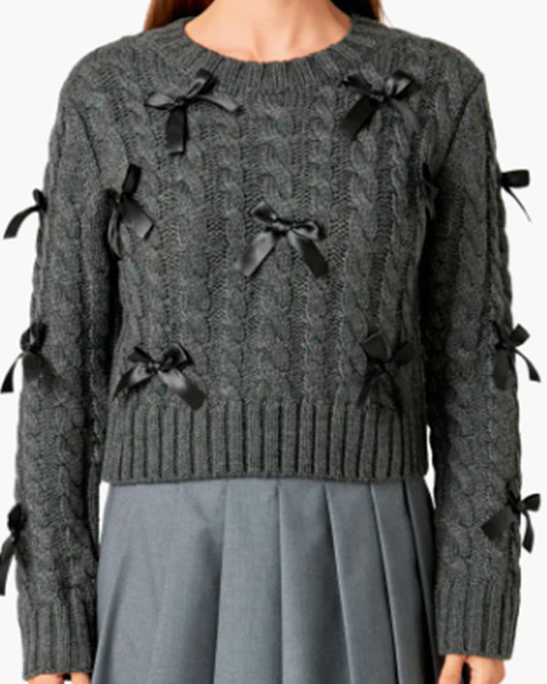 After Midnight 2024 Taylor Tomlinson Grey Bow Sweater