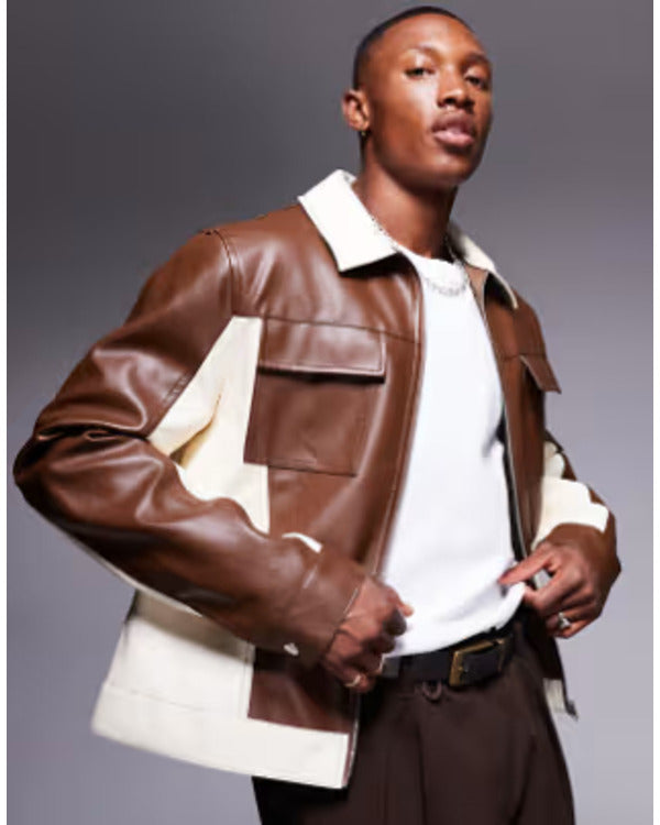 Star Academy 2024 Ladji Doucouré Brown Leather Jacket