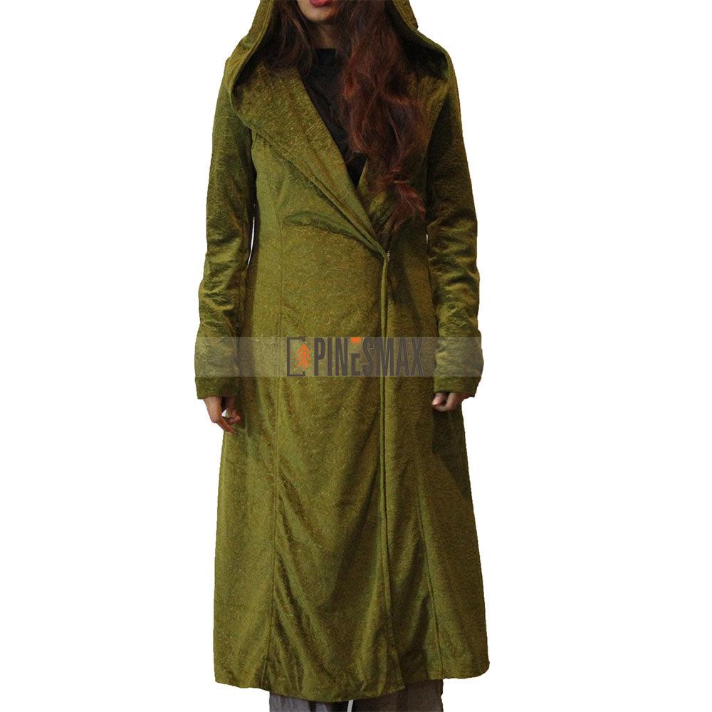 The Undoing Nicole Kidman Green Trench Coat, Velvet Textured Coat - PINESMAX