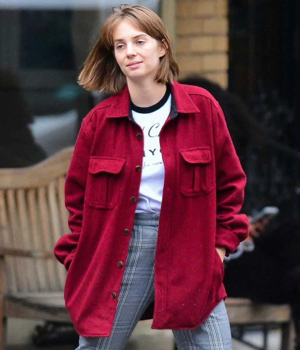 Maya Hawke Red Wool Jacket Stranger Things Season 4 - PINESMAX