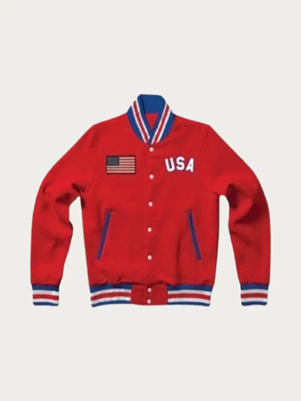 Red Letterman United States Jacket - PINESMAX