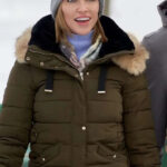 A-Royal-Christmas-Crush-2023-Katie-Cassidy-Green-Puffer-Hooded-Jacket