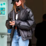 Beverly-Hills-Street-Style-Hailey-Bieber-Bomber-Leather-Jacket