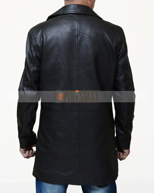 Men Black Leather Coat, Warm Black Leather Coat for Men - PINESMAX
