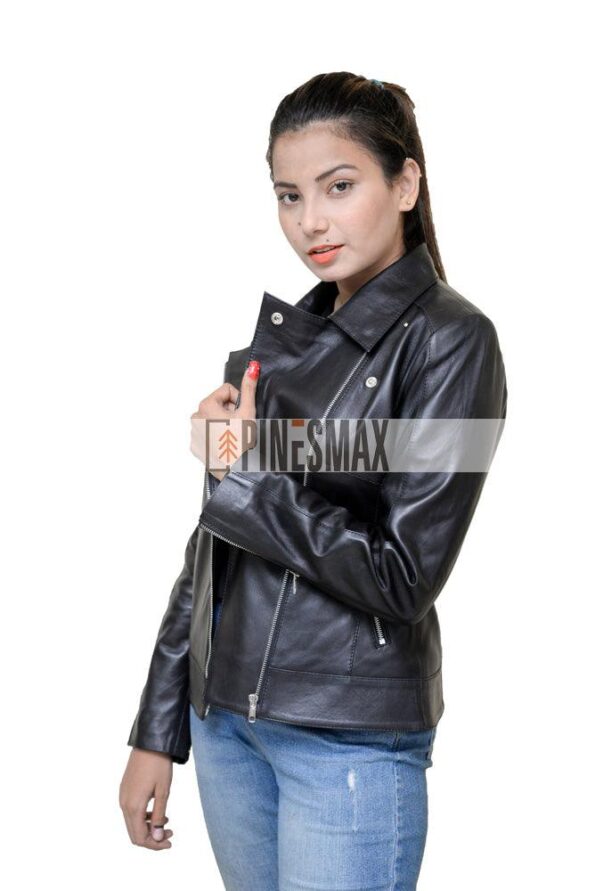 Isabella Black Real Leather Jacket, Warm Leather Black Jacket For Women - PINESMAX