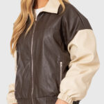 Emily-Ratajkowski-Two-Tone-Faux-Leather-Bomber-Jacket-3-1