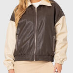 Emily-Ratajkowski-Two-Tone-Faux-Leather-Bomber-Jacket-3-1