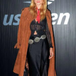 Grace-Van-Patten-US-Open-2024-Brown-Suede-Leather-Coat