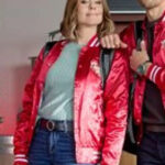 Jingle-Bell-Run-Ashley-Williams-Red-Bomber-Jacket