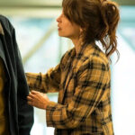 Kristin-Kreuk-Murder-in-a-Small-2024-Plaid-Coat-On-Sale