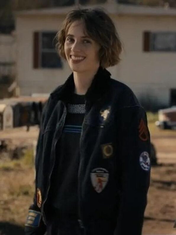 Maya Hawke Black Denim Jacket Stranger Things Season 4 - PINESMAX