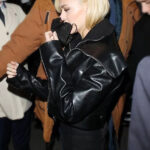 Givenchy-PFW-Show-Nicola-Peltz-Cropped-Black-Leather-Jacket