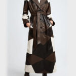 Nina-Dobrev-Patchwork-Leather-Trench-Coat