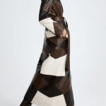 Nina-Dobrev-Patchwork-Leather-Trench-Coat