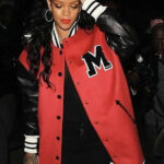 Rihanna-Moschino-Oversized-Red-and-Black-Varsity-Jacket