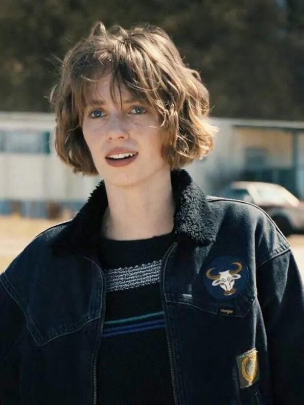 Maya Hawke Black Denim Jacket Stranger Things Season 4 - PINESMAX